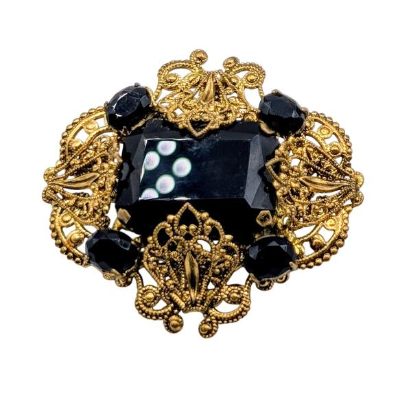 Vintage Gilded Filigree Three Piece Brooch Lot - Picture 2 of 13